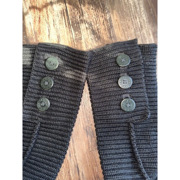 UGG Classic Cardy II Flat Boots Black Knit UGG-pure Sock-liner Buttons Size 8 - Picture 2 of 5